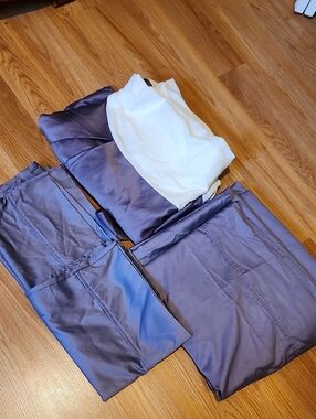 Purple Satin Bedding Set with White Accent